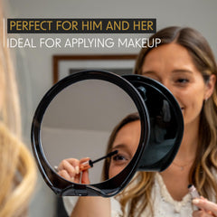 Luxo Shower Mirror Black razor holder in use for shower-ready grooming.