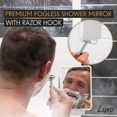 Luxo shower mirror with removable razor holder for easy access