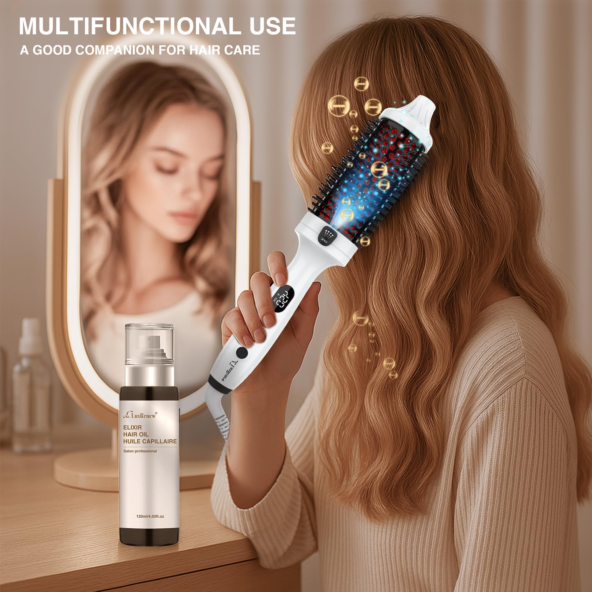 LuxRenew Plus ergonomic-handle-360-cord image emphasizes comfortable use.