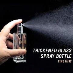 Luxsego clear glass container for elegant perfume storage.