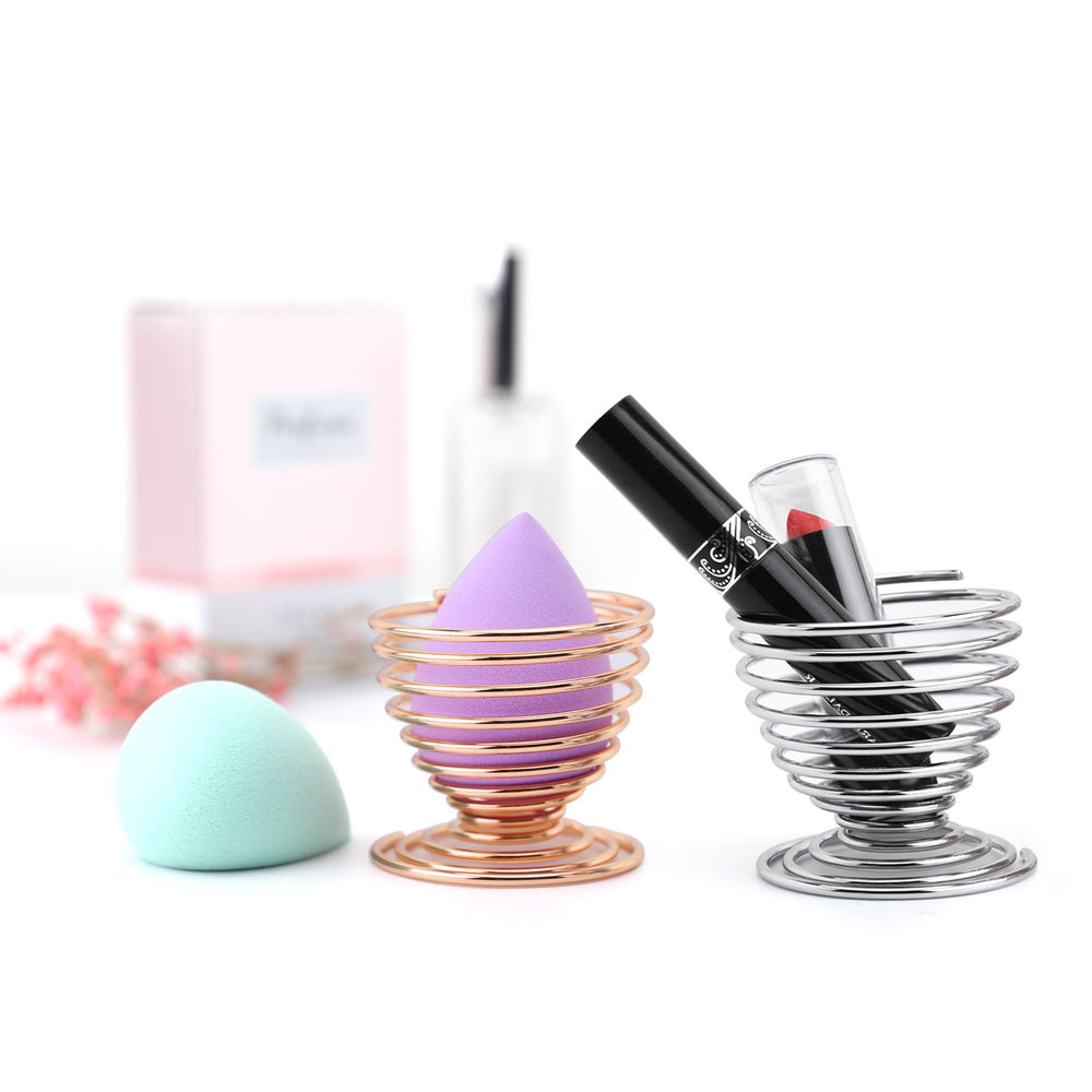 Luxspire bathroom puff holder in silver keeps counters clean and organized.