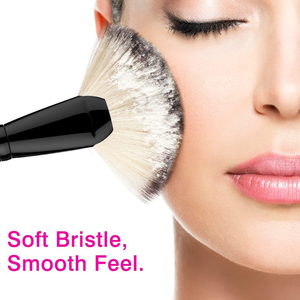 Luxspire fan makeup brush bristles provide soft, dense texture for even coverage.