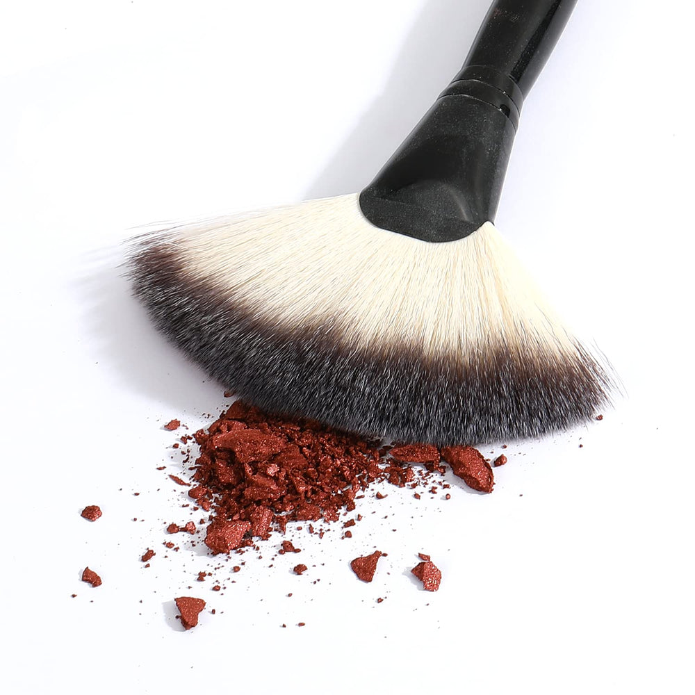 Luxspire fan makeup brush dense bristles build color smoothly.