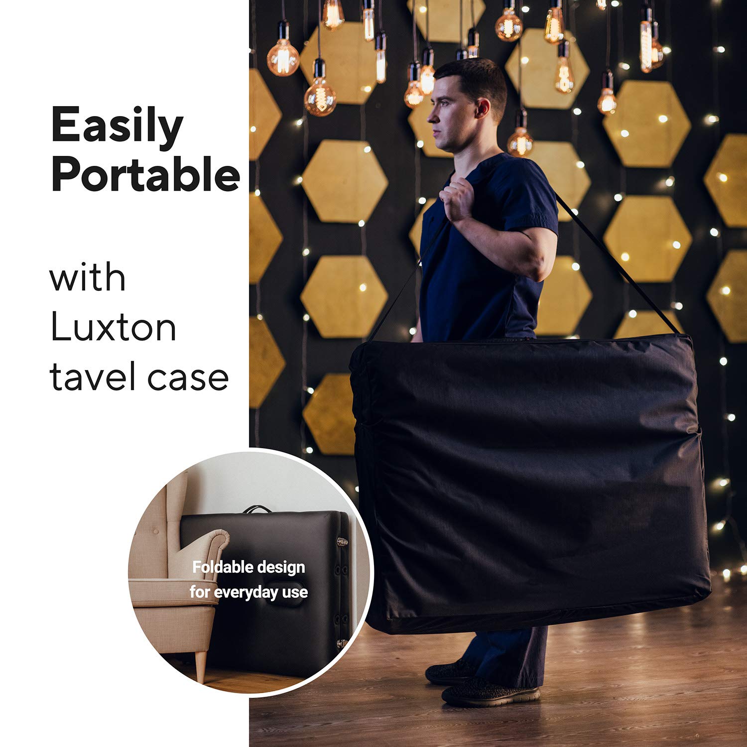 Luxton Home side pouch keeps oils and accessories within reach