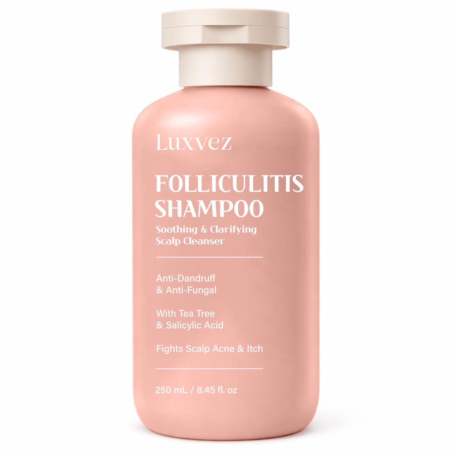 Luxvez Champú Antifúngico para mujeres, botella frontal, limpieza suave para cuero cabelludo sensible.