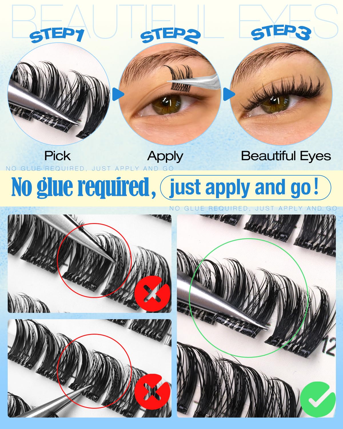 Lvmixwig press-on lashes for fast, glue-free application.