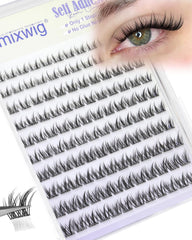 Lvmixwig short self-adhesive lash clusters with built-in strip for quick, glue-free application.