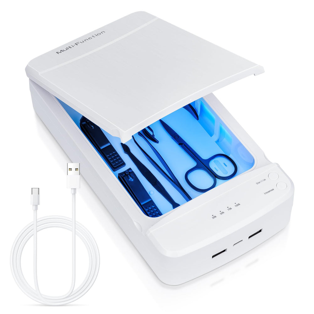 LXIANGN nail tool sterilizer blue light front view, ready for on-the-go sanitizing.