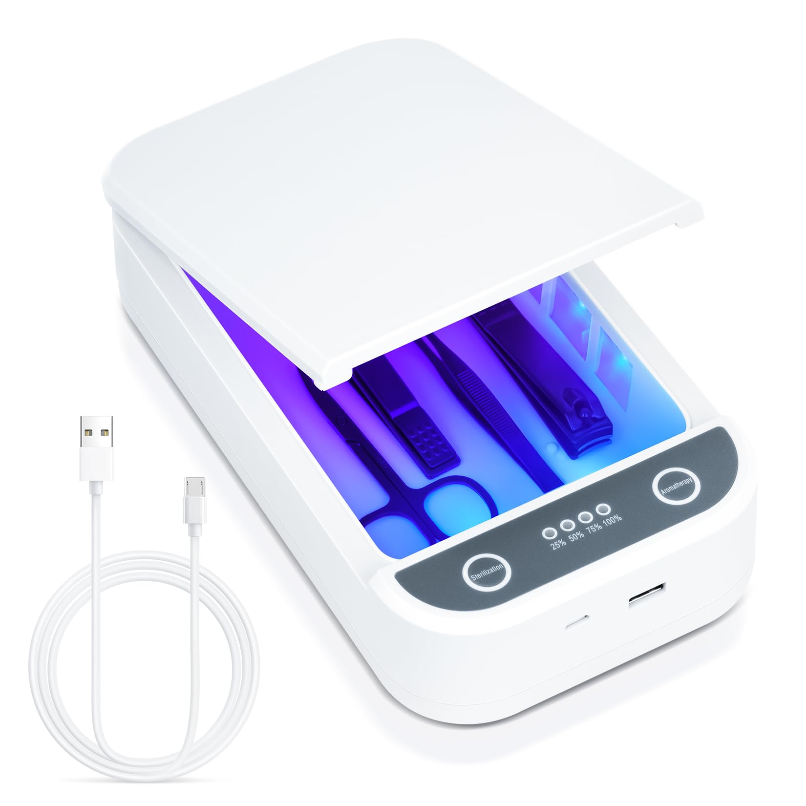 LXIANGN Nail Tool Sterilizer with blue light for quick, hygienic cleaning.