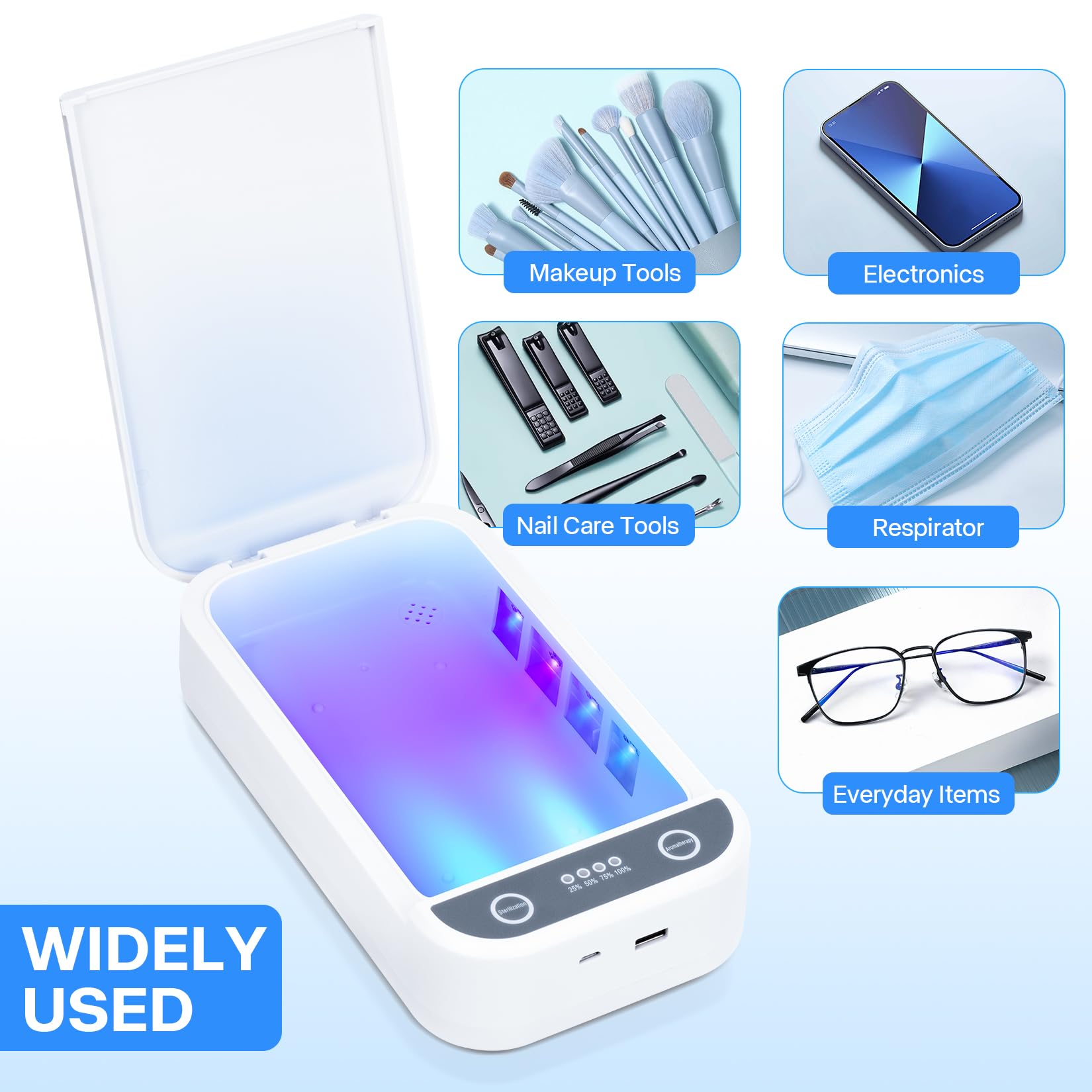 LXIANGN Multi-use-items sterilizer cleans phones, jewelry, and more.