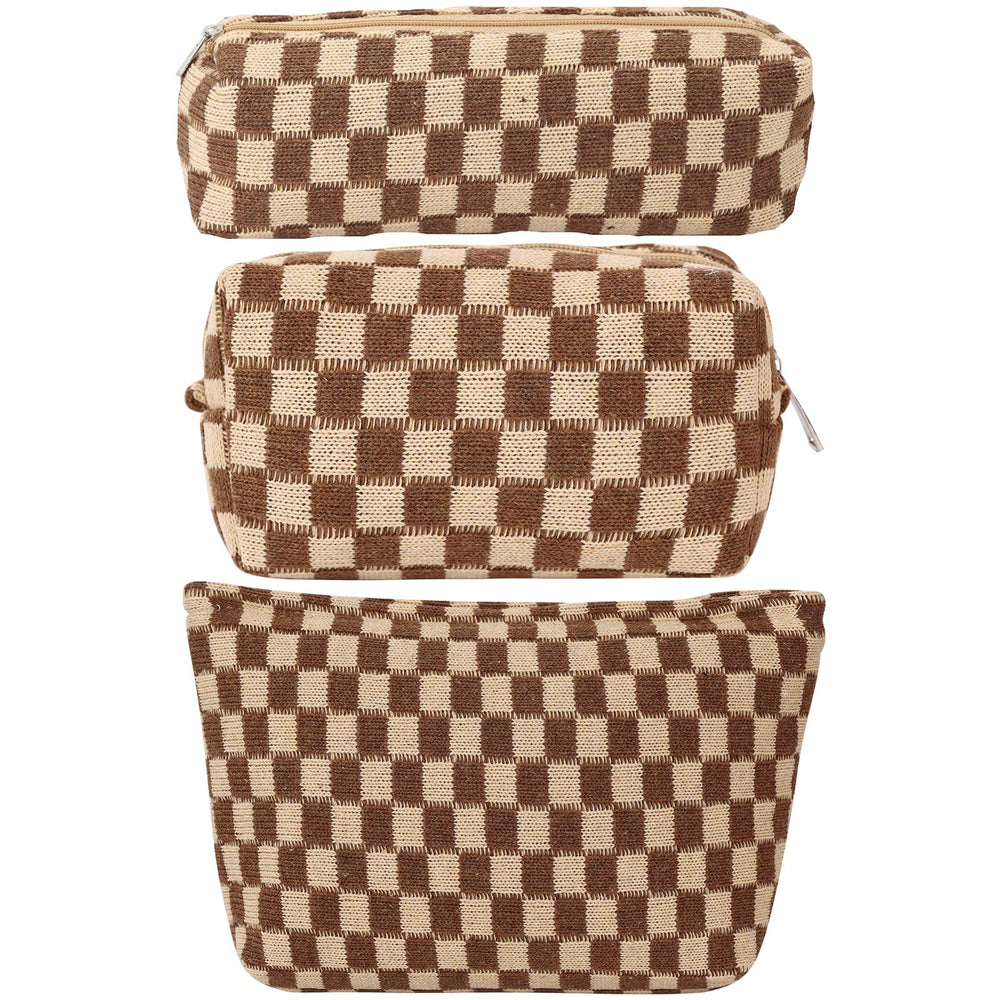 LYDZTION large-capacity makeup bag set in brown for organized travel.