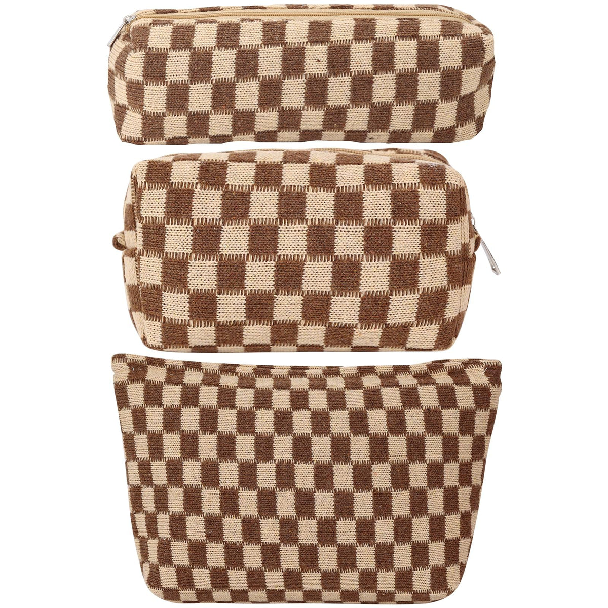LYDZTION large-capacity makeup bag set in brown for organized travel.