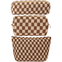 LYDZTION large-capacity makeup bag set in brown for organized travel.