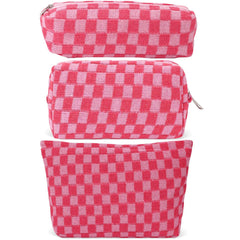 LYDZTION three-piece makeup bag pink front view for stylish travel storage