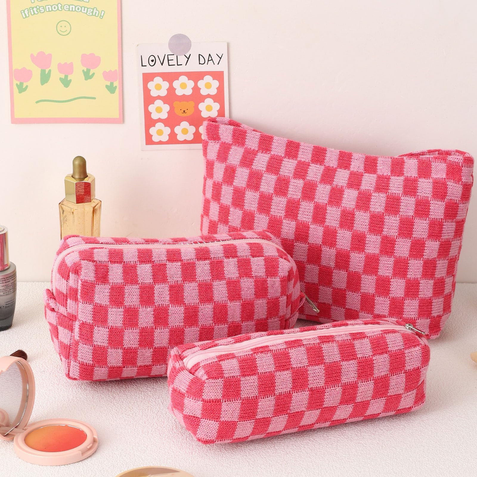 LYDZTION large capacity makeup bag shows three-piece set in compact travel arrangement
