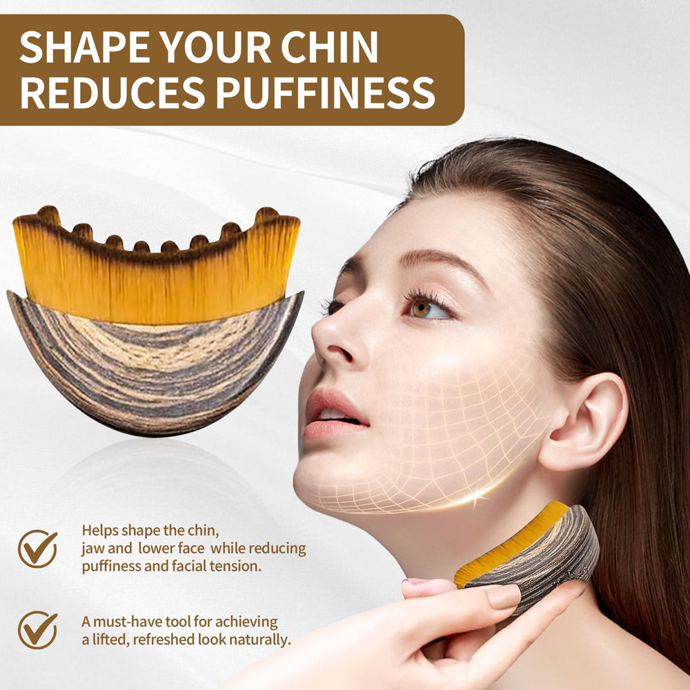 Lymphatic Contour Face Brush features an ergonomic handle for comfortable control.