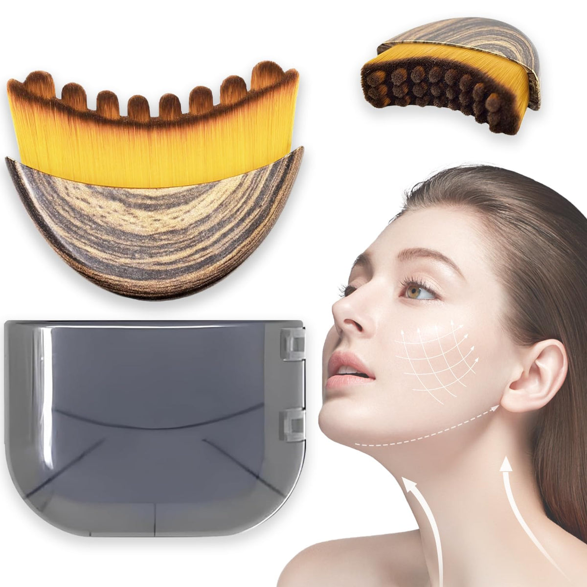 New Lymphatic Contour Face Brush front view for improved grip and ease of use.