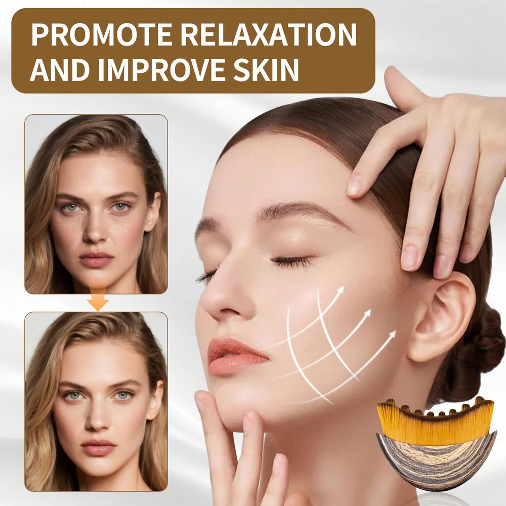 Lymphatic Contour Face Brush in use during a morning routine for a refreshed look.