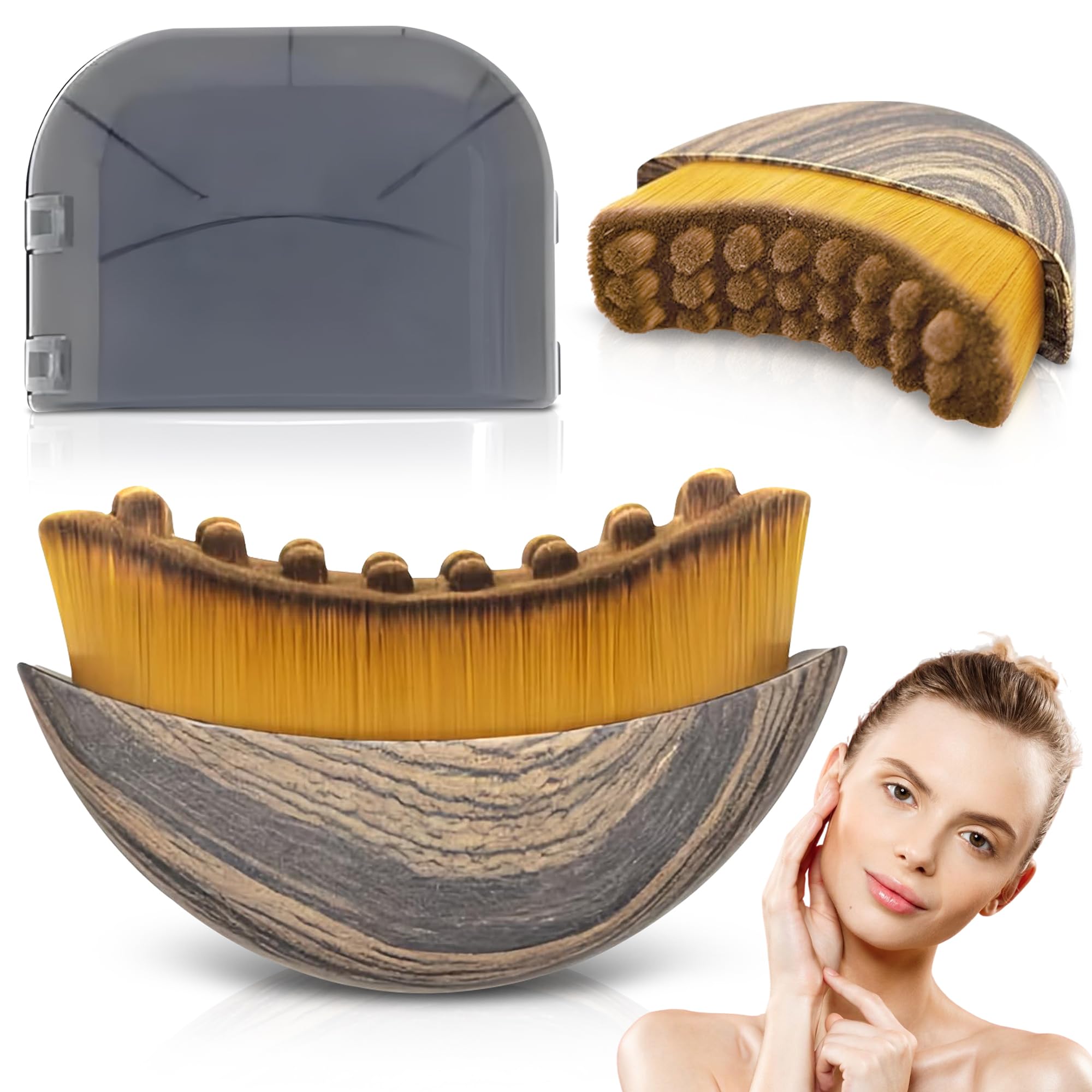 Lymphatic Contour Face Brush showing jawline definition for a sculpted look