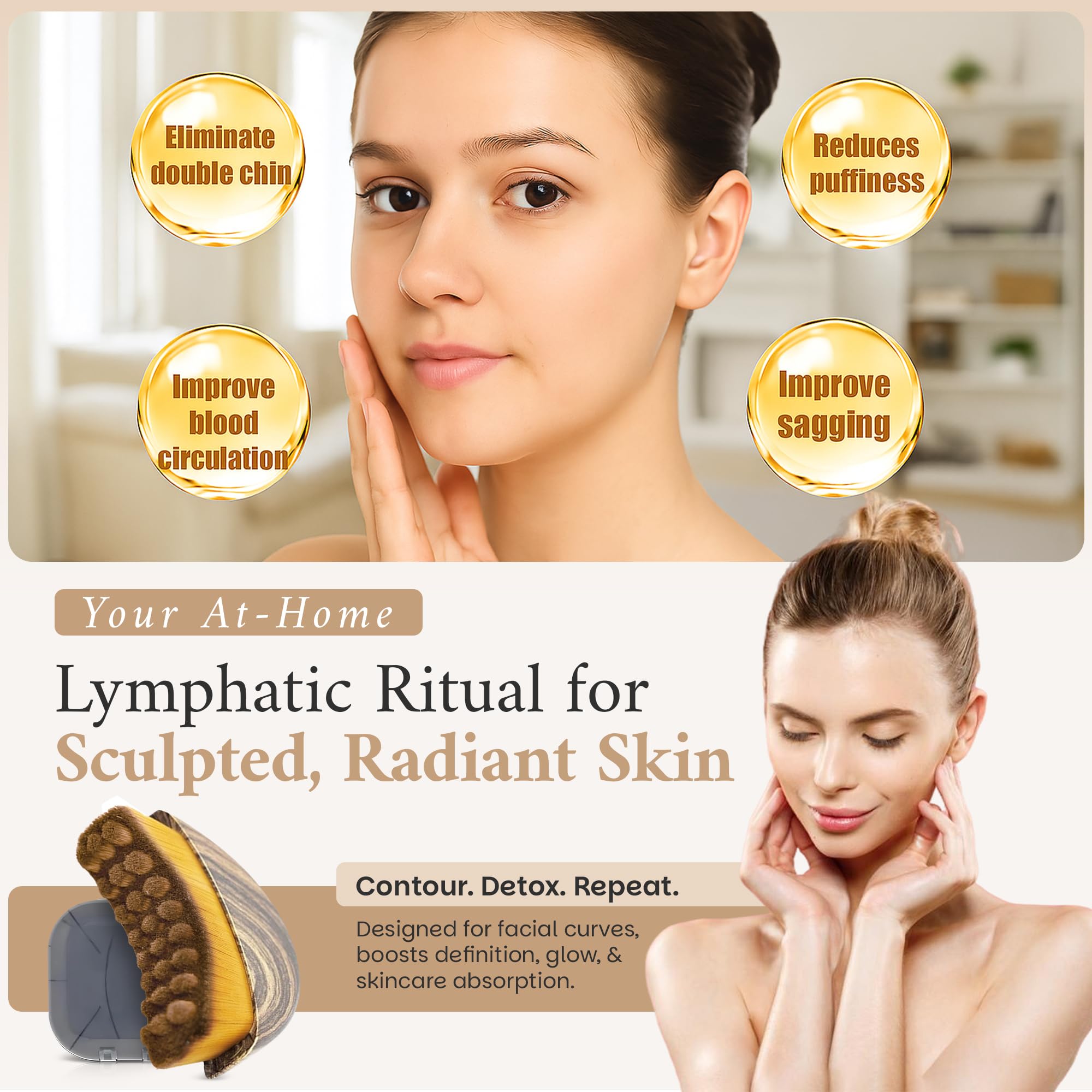 Lymphatic Contour Face Brush compact portable design for on-the-go care