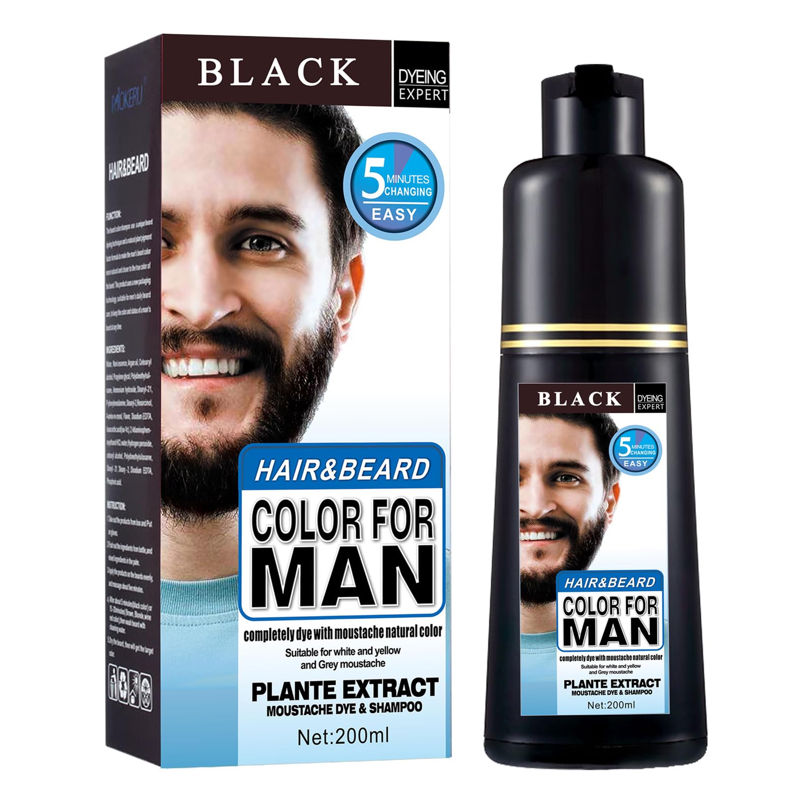 Lymznus beard dye coverage delivers quick gray concealment with natural black color.