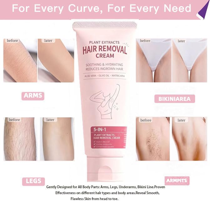 Lynepa usage on arms legs bikini area demonstrating broad suitability.