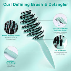 Lynnieëlle ergonomic curved paddle enables comfortable daily brushing.