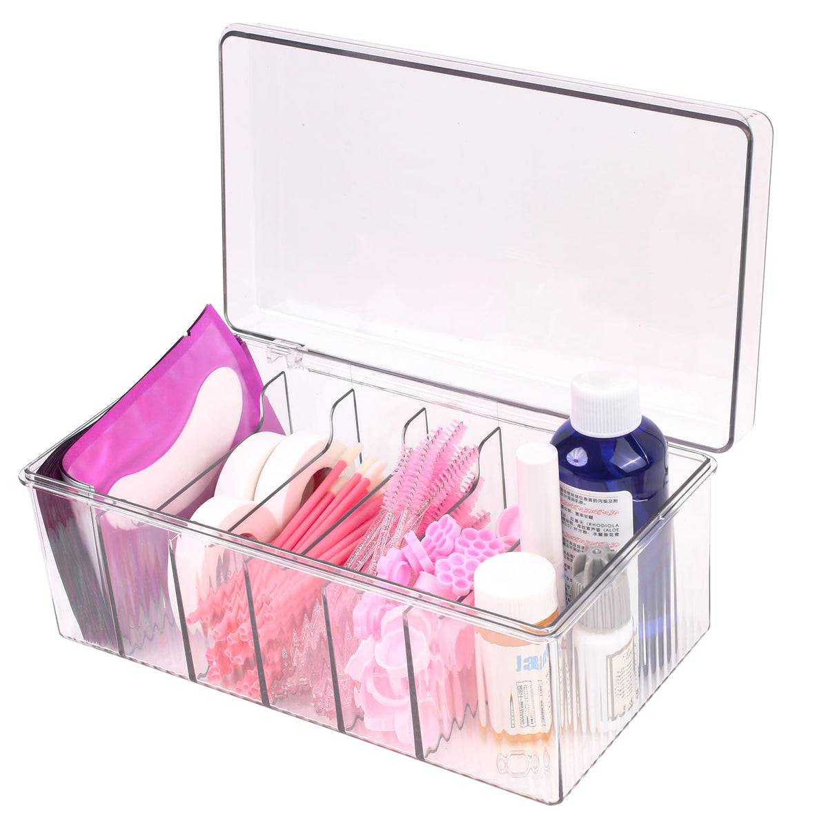 LynxLink Lash Cart Organizer top view with clear compartments for quick access