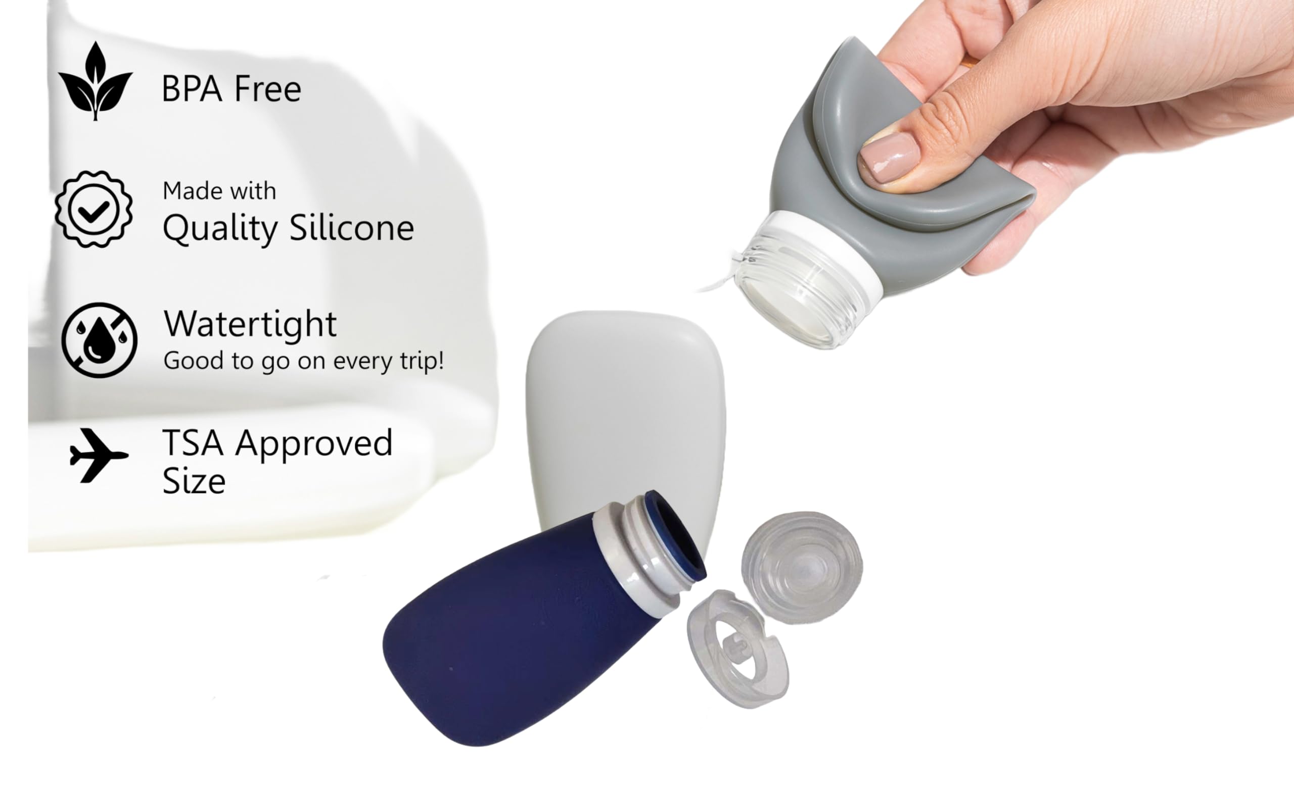 LYOB wide-mouth design makes filling lotions, shampoo, and cleansers simple.