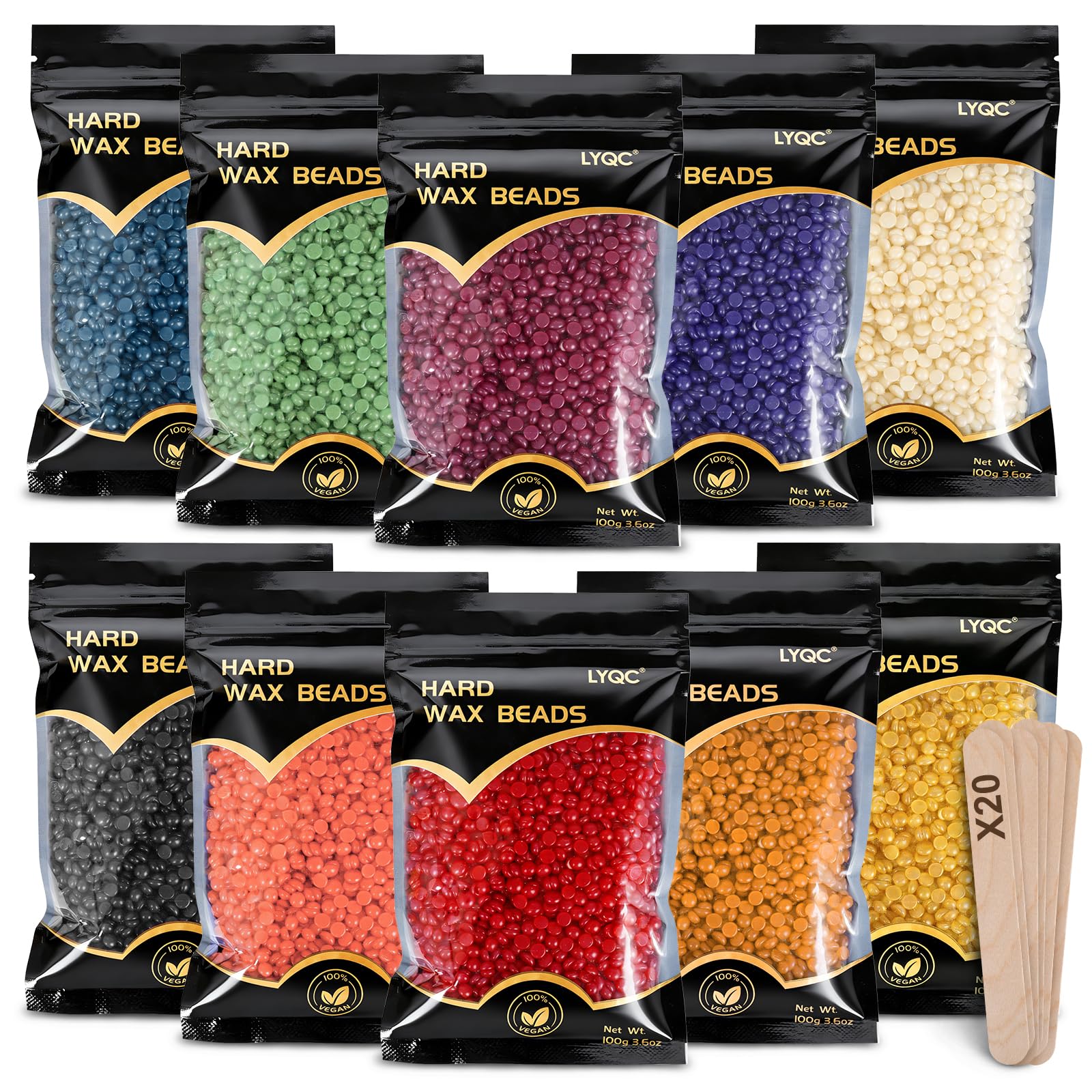 LYQC hair removal wax beads 1000g with applicators for full body use