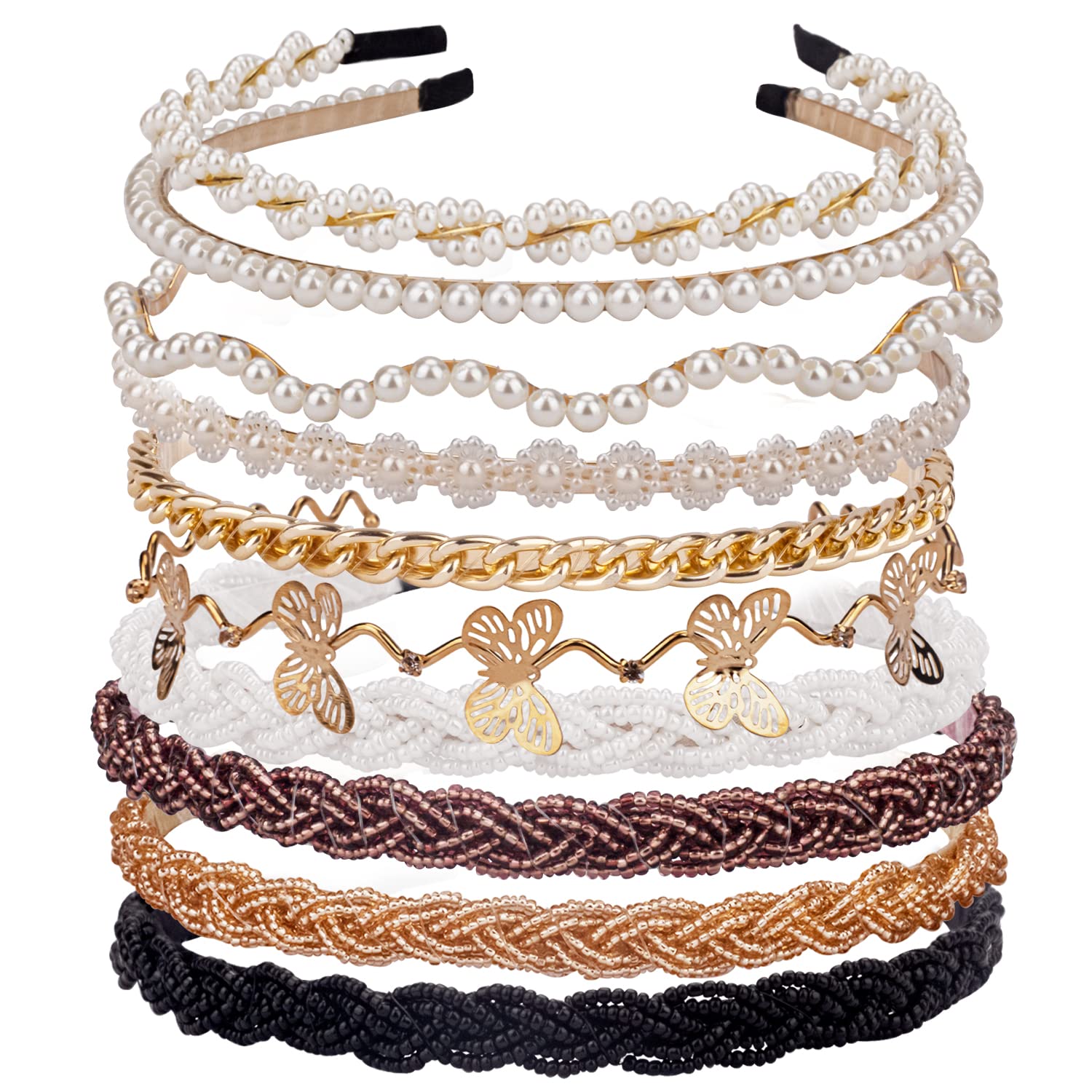 Diadema LYroo con perlas y cuentas para un look elegante diario.