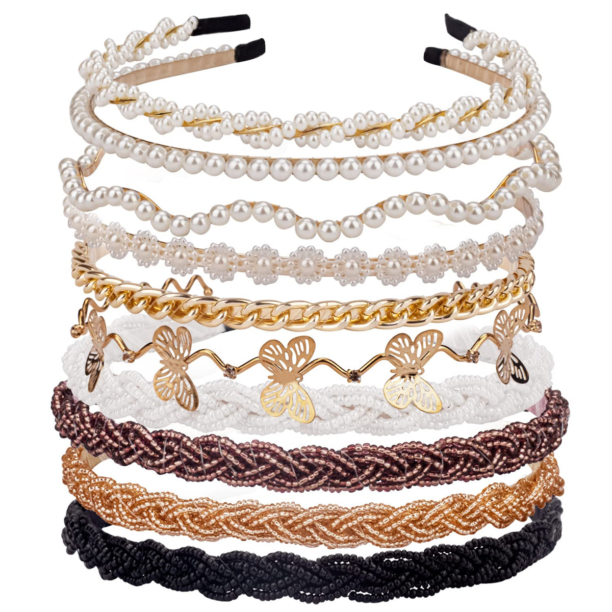Diadema LYroo con perlas y cuentas para un look elegante diario.