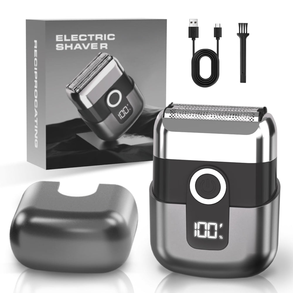 LYRSLF electric foil shaver front view shows the three-blade system for precise shaving