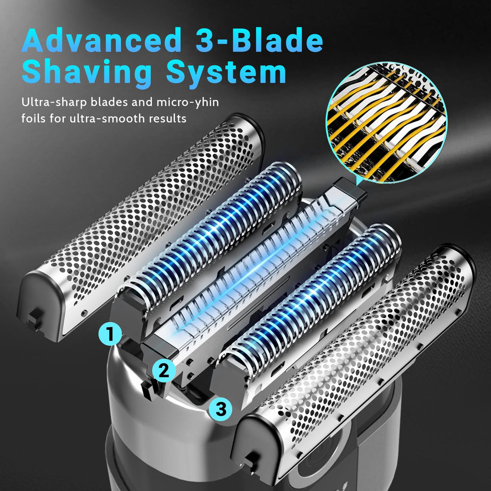 LYRSLF shaver in the shower highlighting IPX7 waterproof design