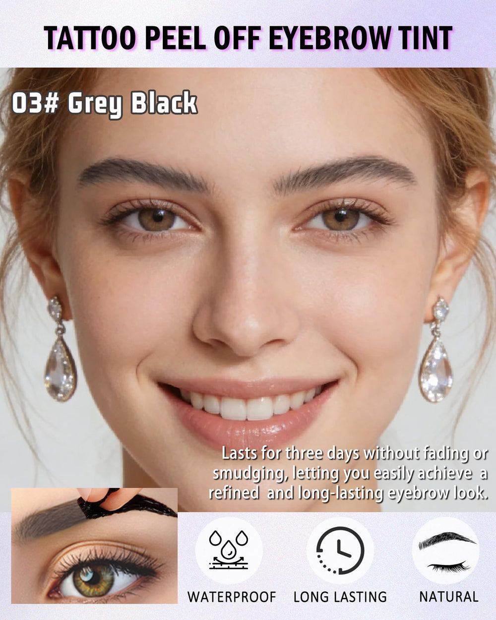 LYSdefeu gel tintado cejas, color duradero hasta 3 días, resistente al agua