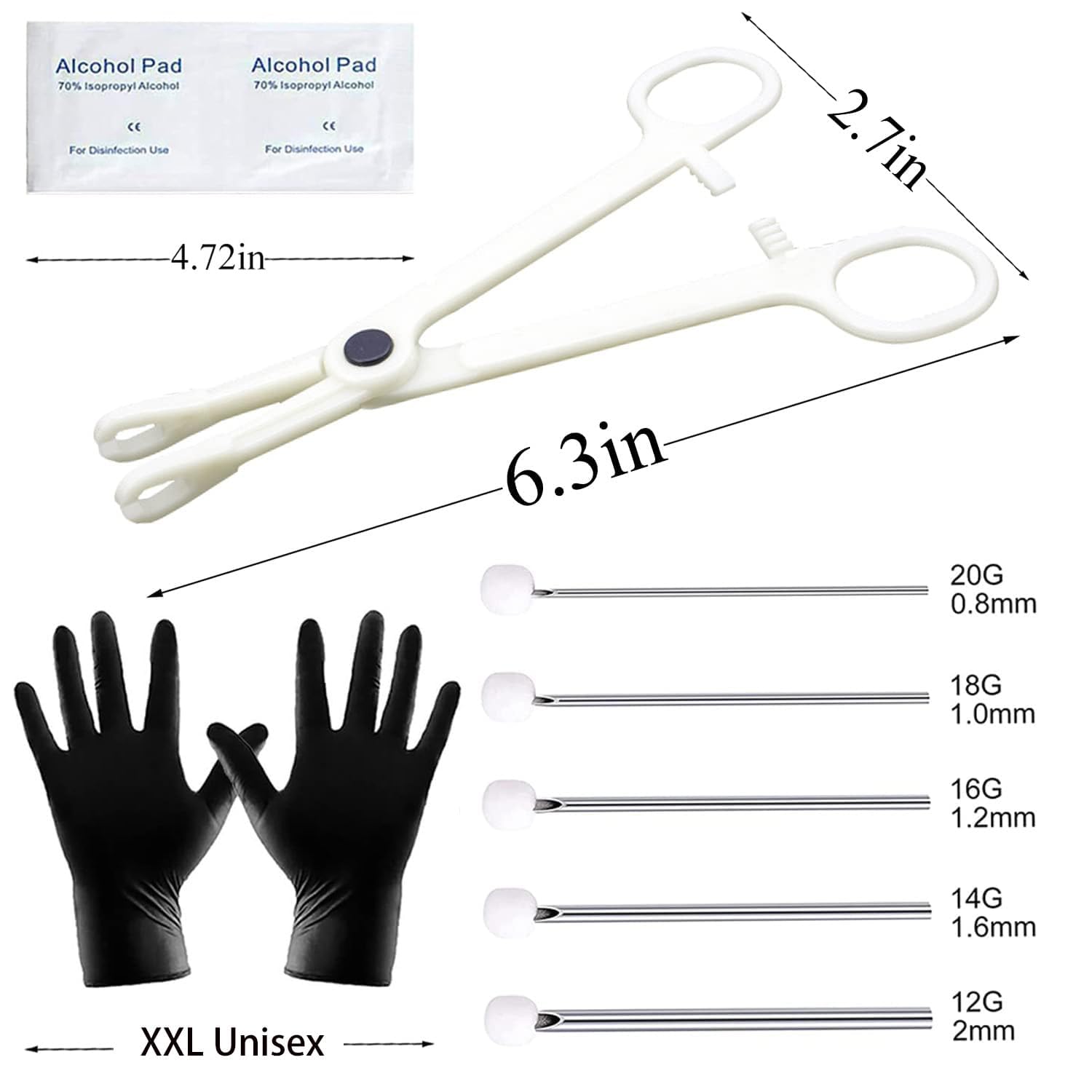 Agujas de piercing Lyuxzad 12G-20G para diferentes calibres.