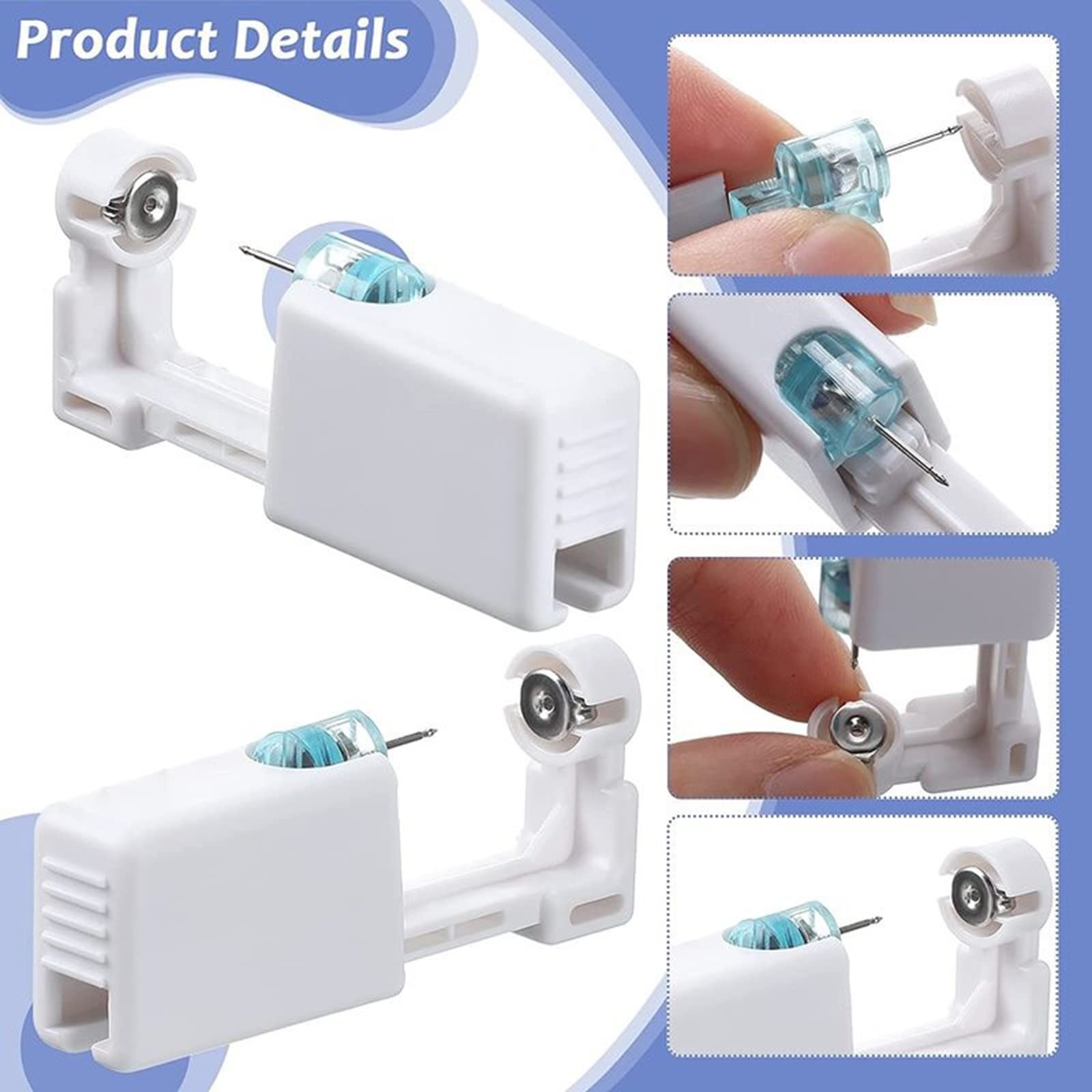 Empaque desechable y seguro para perforación de oreja.