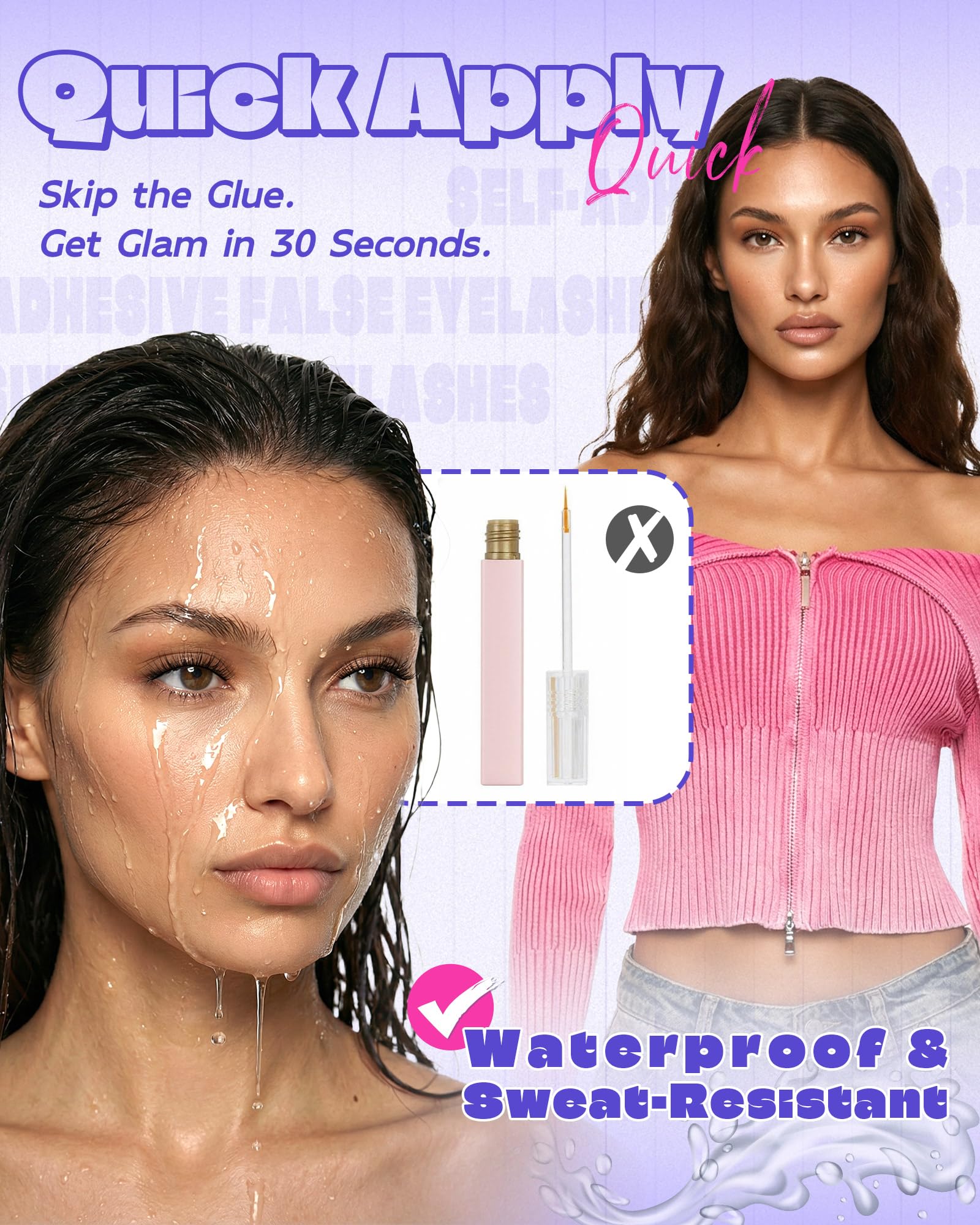 LZM waterproof all-day hold lashes for active days