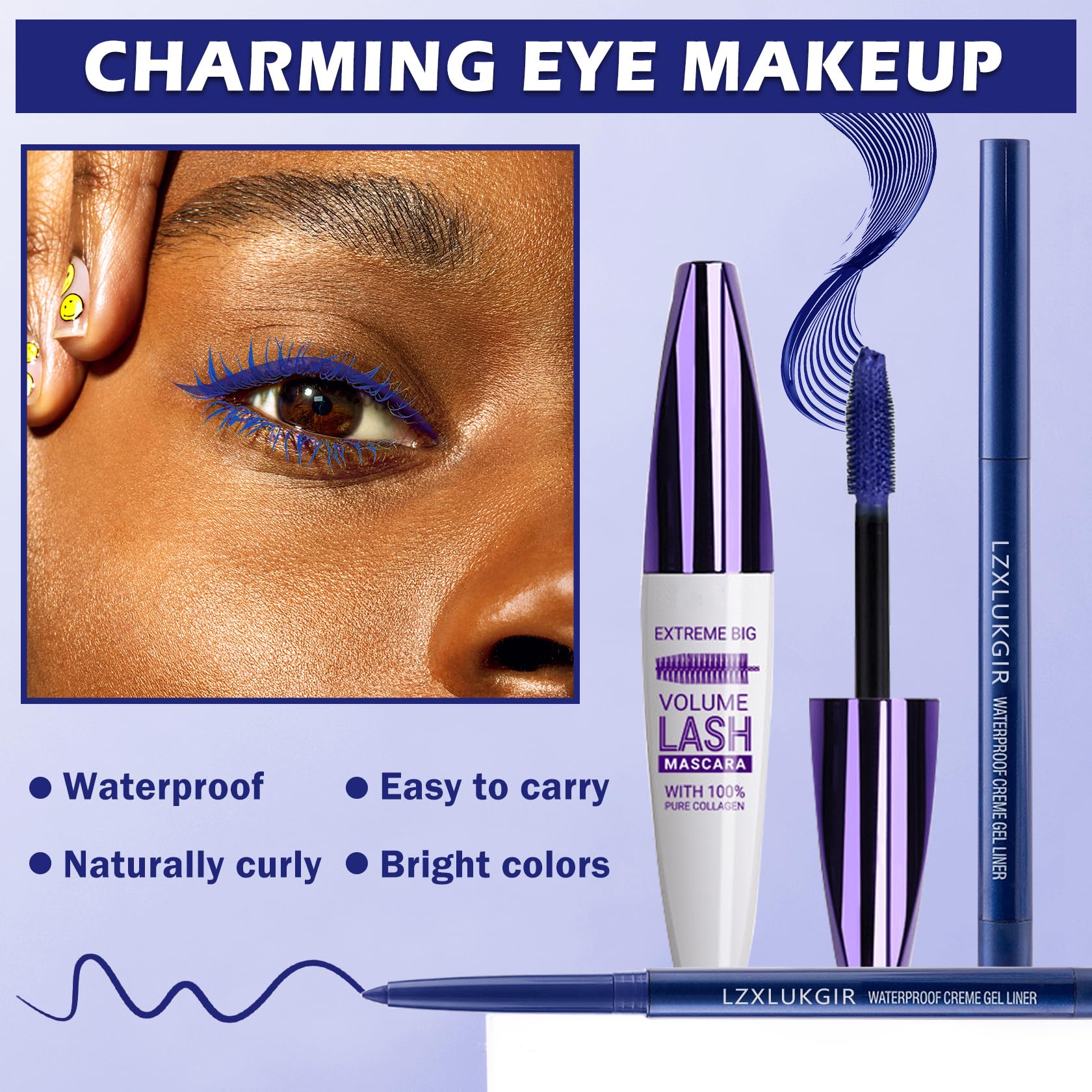 LZXLUKGIR delineador azul para un look duradero en ocasiones.