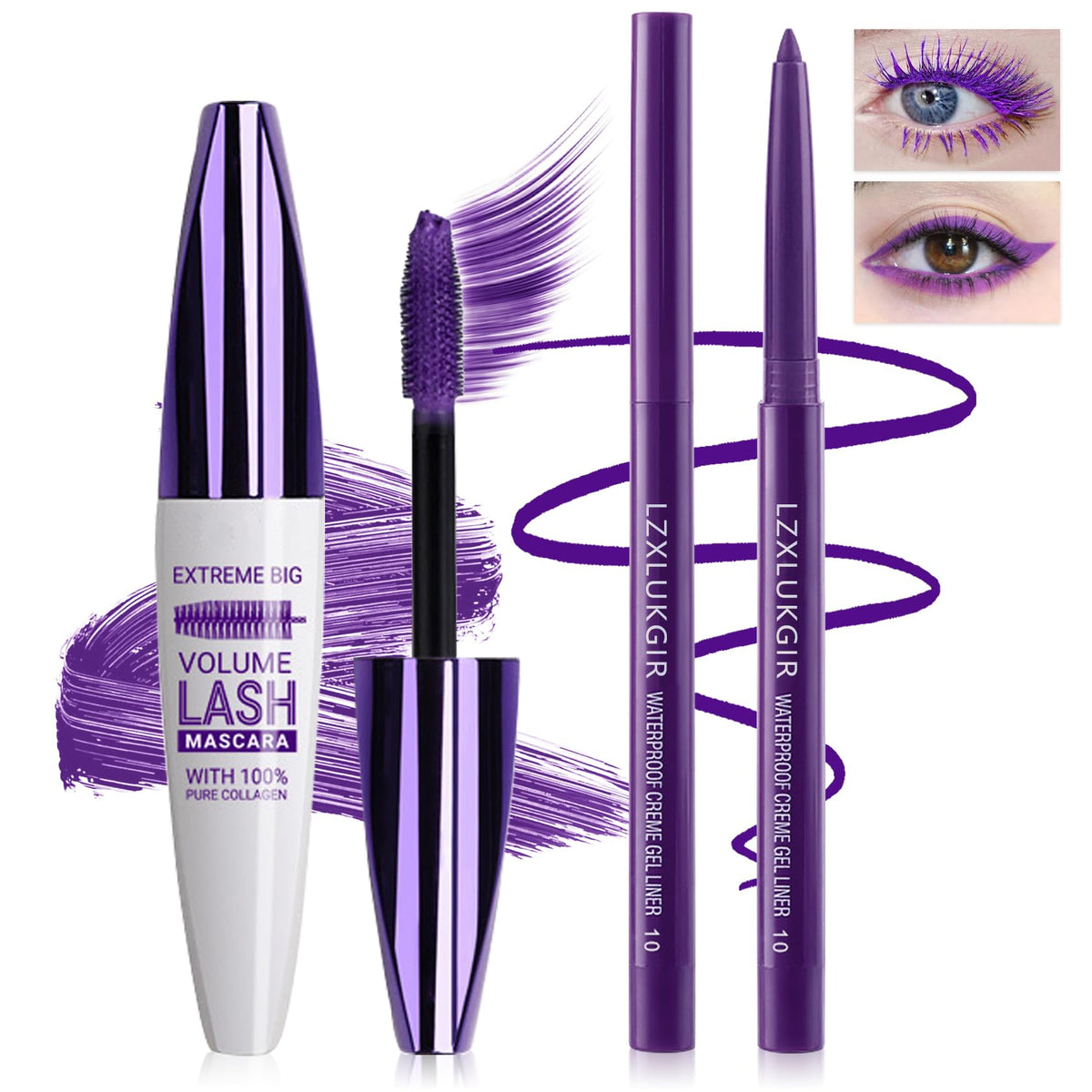 LZXLUKGIR Mascara 5D con cepillo de silicona para volumen y alargamiento.