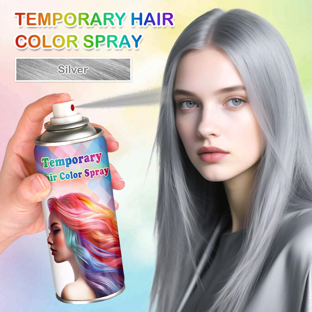 LZXLUKGIR Silver Hair Spray: compact packaging for at-home use