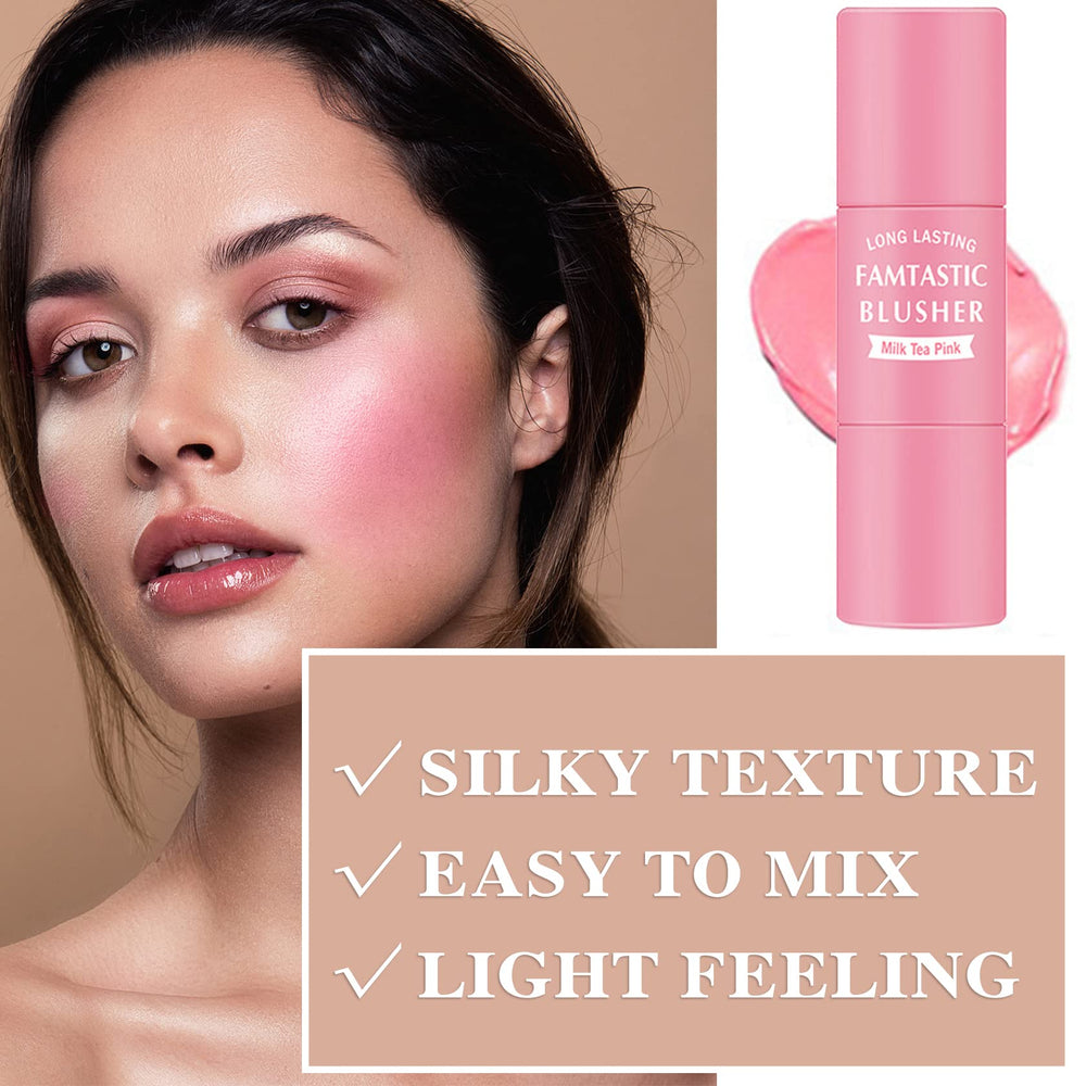 LZYLLS Cream Blush Stick application on cheek for seamless blend
