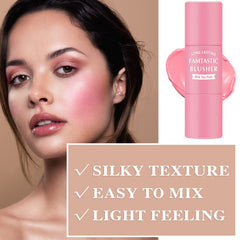 LZYLLS Cream Blush Stick application on cheek for seamless blend