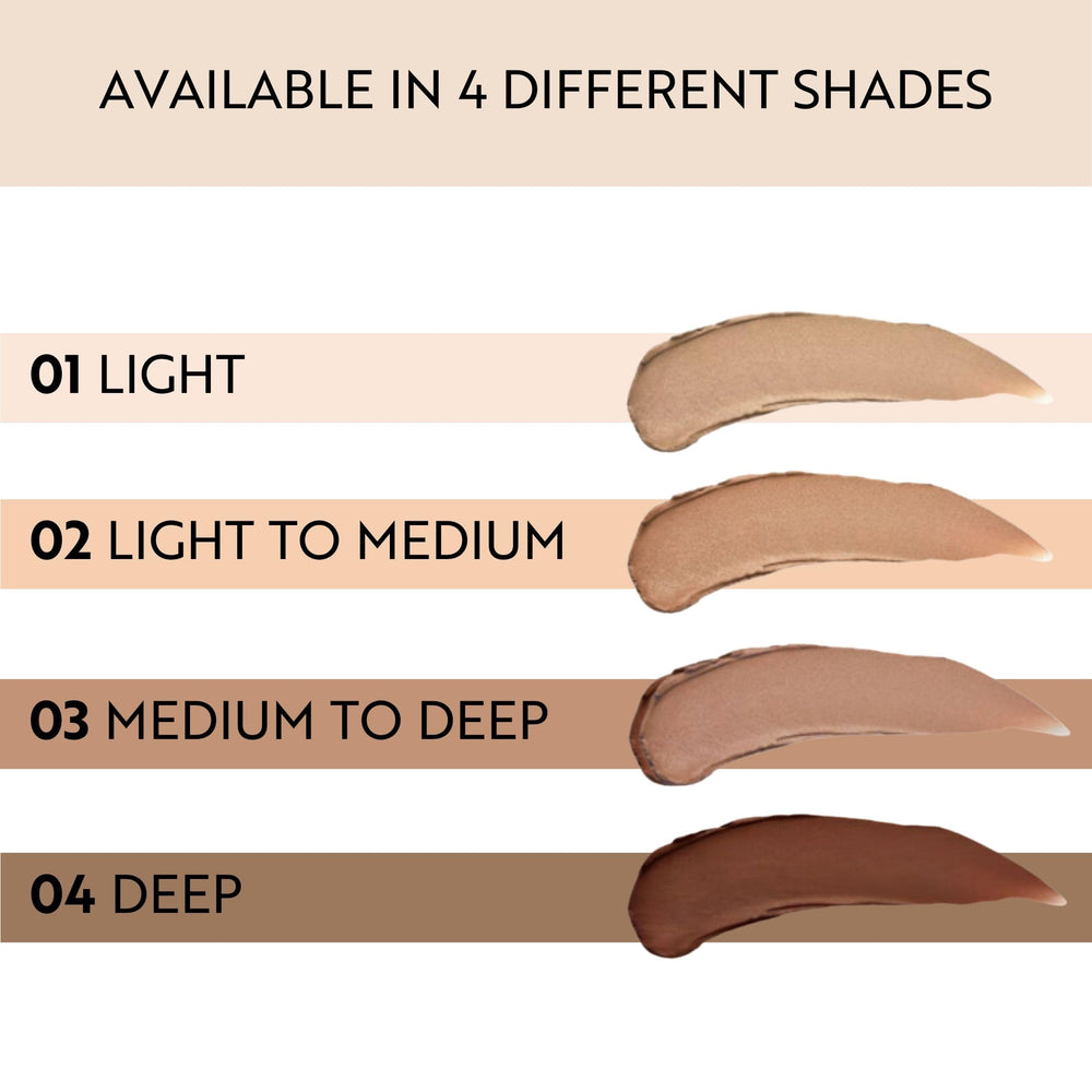 Sponge application achieves soft, buildable coverage.