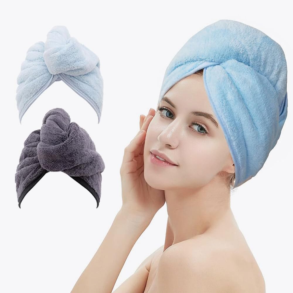 M-bestl hair drying towel turban in dark gray absorbs quickly for faster air-drying