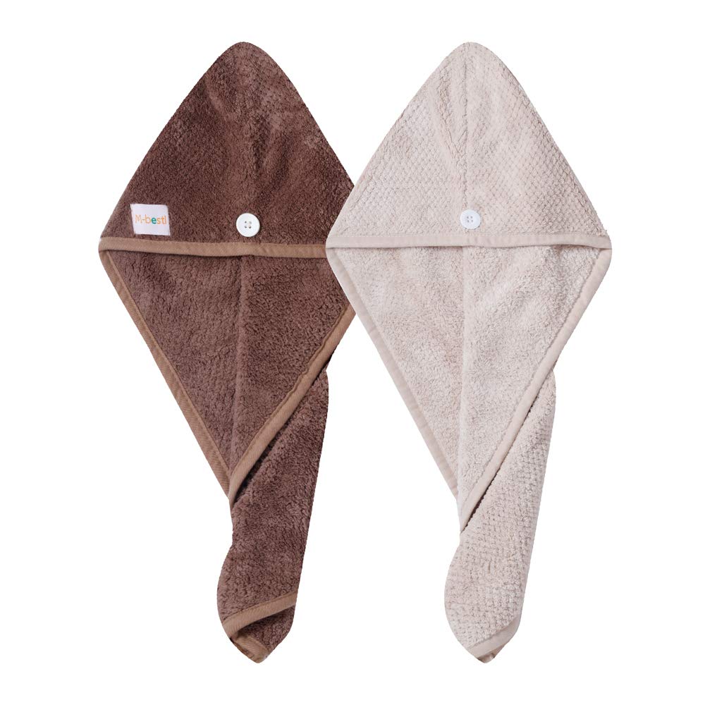 M-bestl absorbent microfiber hair wrap towel in Coffee for gentle, efficient drying