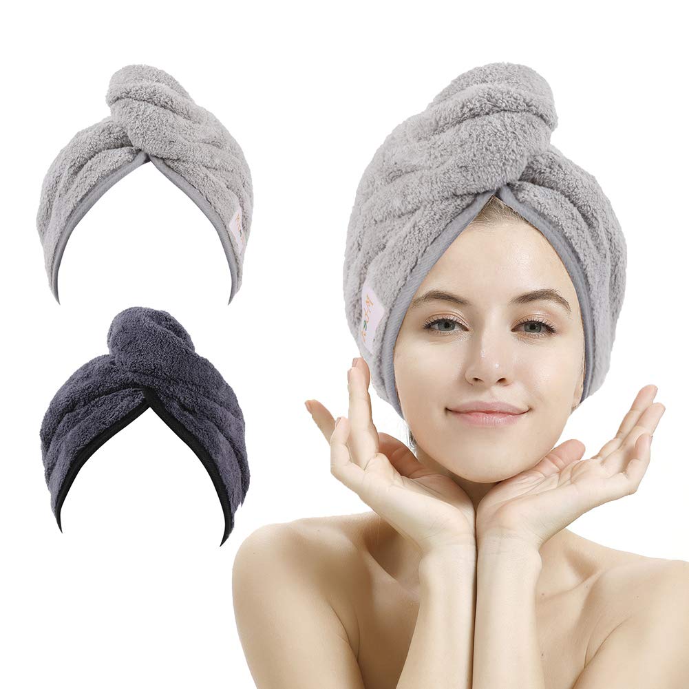 M-bestl toalla secado cabello 2-pack gris oscuro y gris claro, secado eficiente y suave
