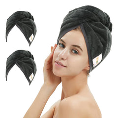 Toalla M-bestl de microfibra negra para secado rápido del cabello.