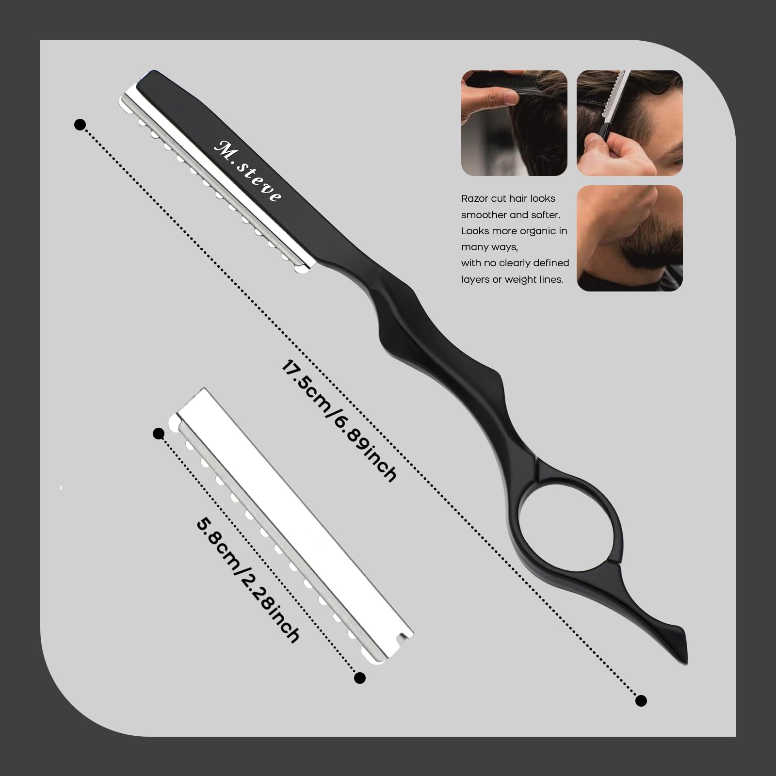 M.steve thinning razor used for precise styling and texture