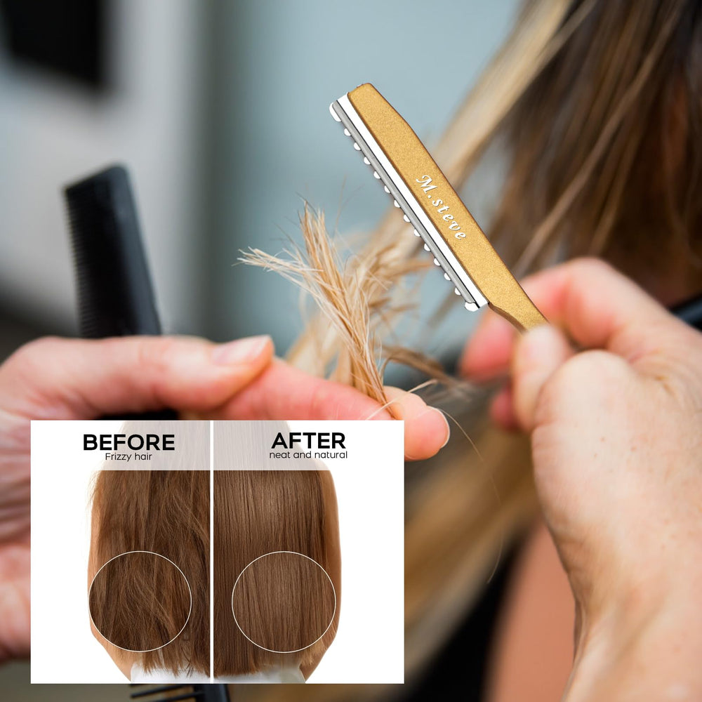 M.steve hair razor blades highlighting durable stainless steel for smooth trimming.